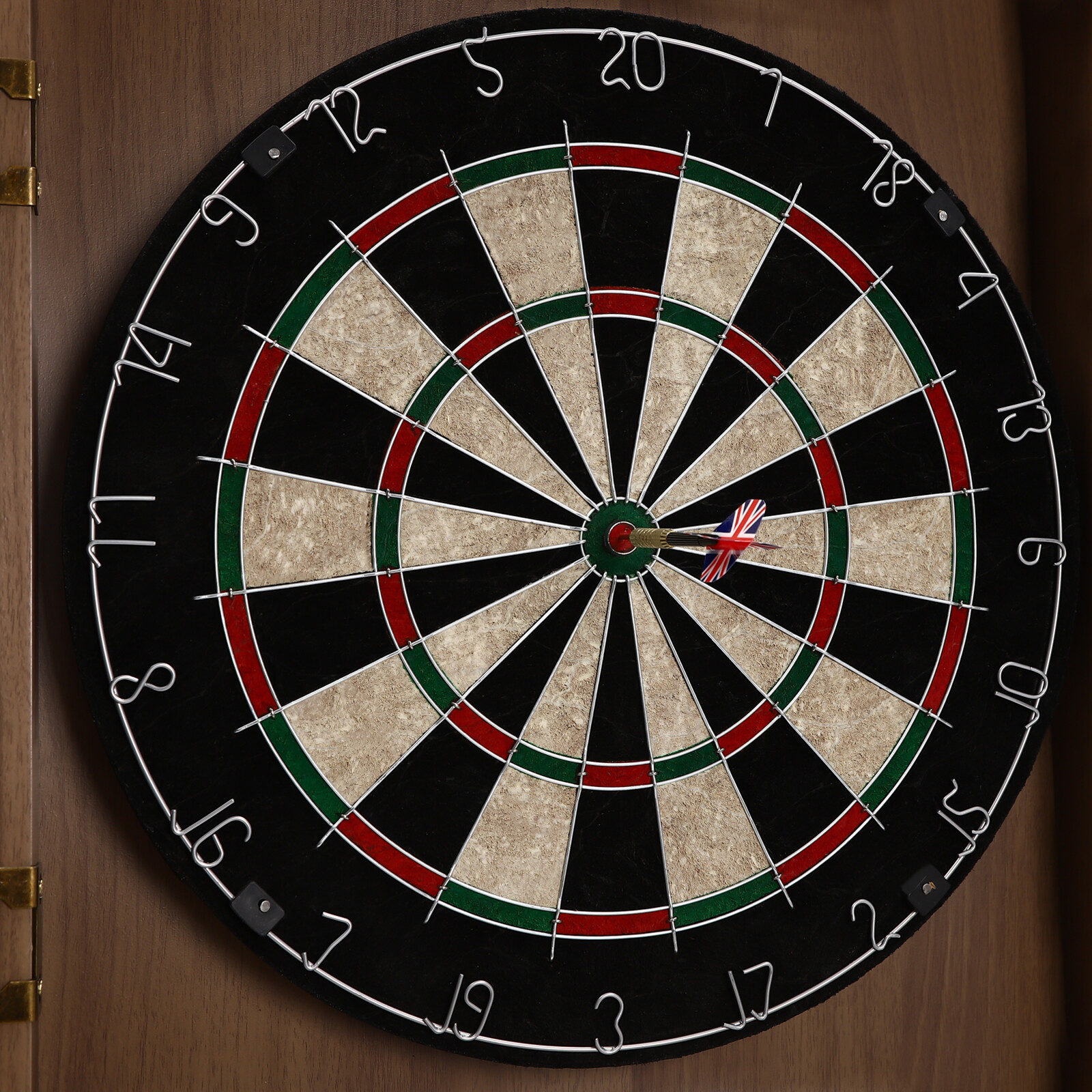 Brown Wall-Mounted Dartboard Set with Cabinet and Darts for Fun Games US~