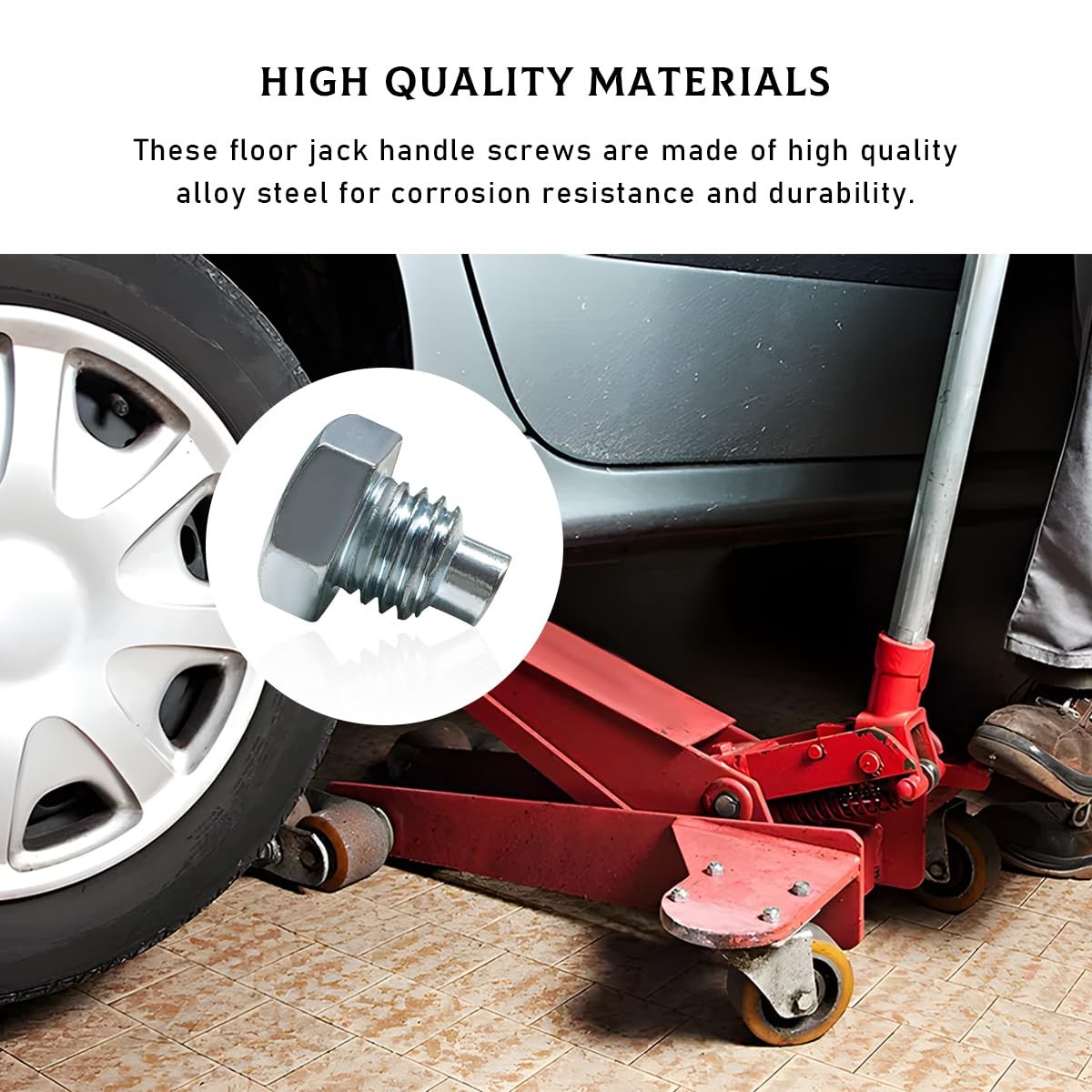 2 PCS Car Floor Jack Handle Bolts, 3 Ton 4 Horizontal 2 PCS, Silver