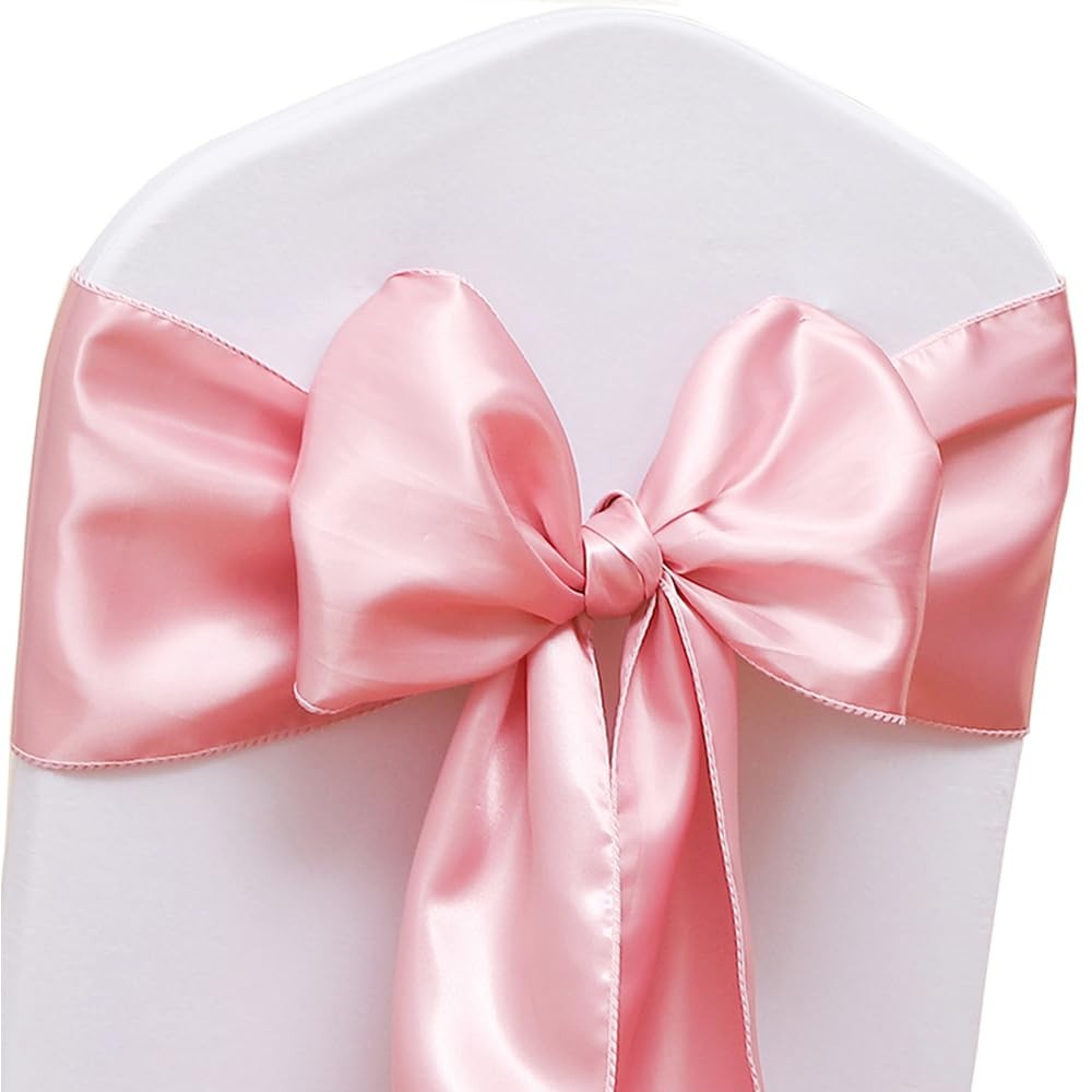 JFDYDM 50 Pack Dusty Pink Chair Sashes, Satin Bows for Chairs