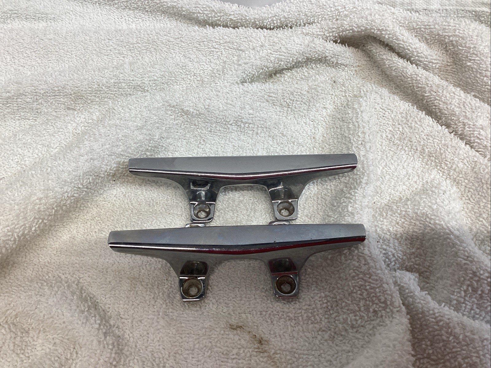 Used Matched Pair 4+7/16 inch Chrome Boat Cleats Free Shipping