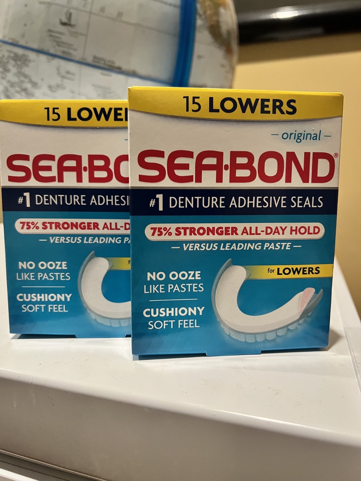 Sea-Bond Denture Adhesive 2 boxes of LOWERS - 15ct each box