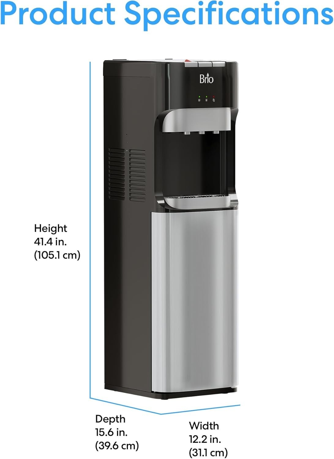 Bottom Loading Water Cooler Dispenser for 5 Gallon Bottles - 3 Temperatures w...