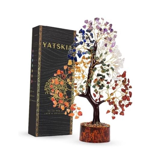 Chakra Crystal Tree - Handmade Healing Crystal Seven Chakra (Golden Wire)