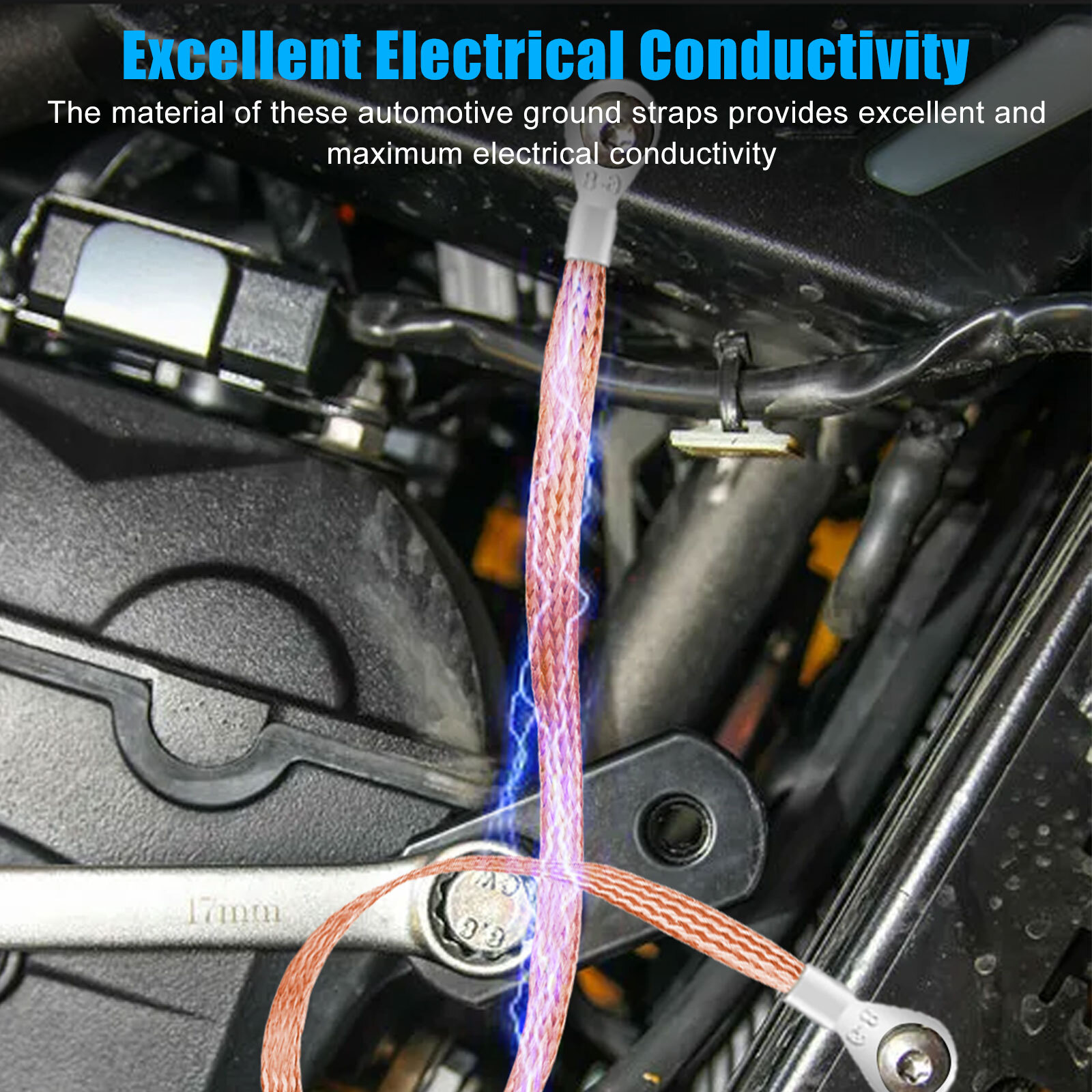 4x Engine Ground Strap Copper Cable Kit For Car Truck Firewall Engine Body Frame