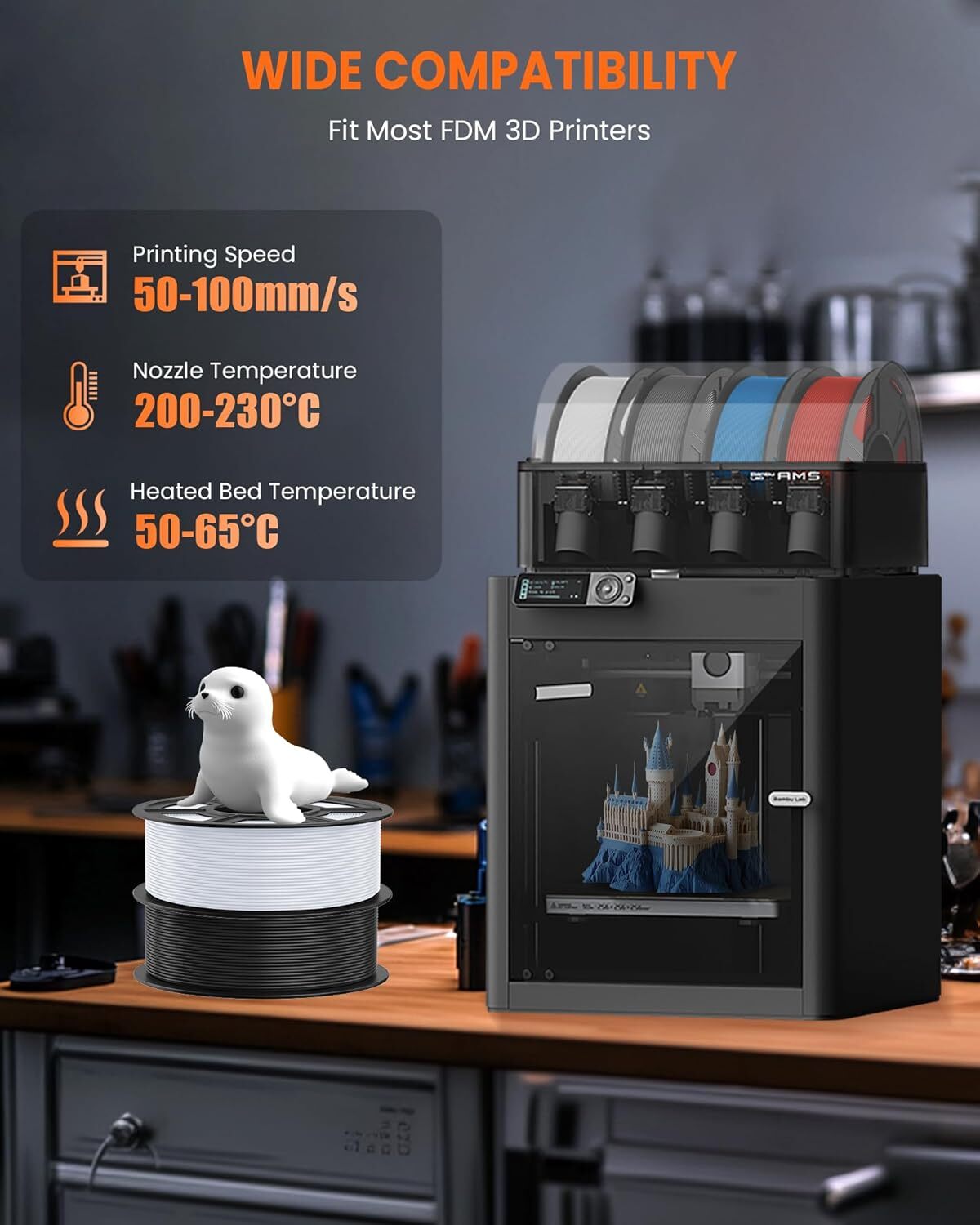 TECBEARS 10KG PLA 3D Printer Filament Bundle 1.75mm Low Shrinkage Entry Level