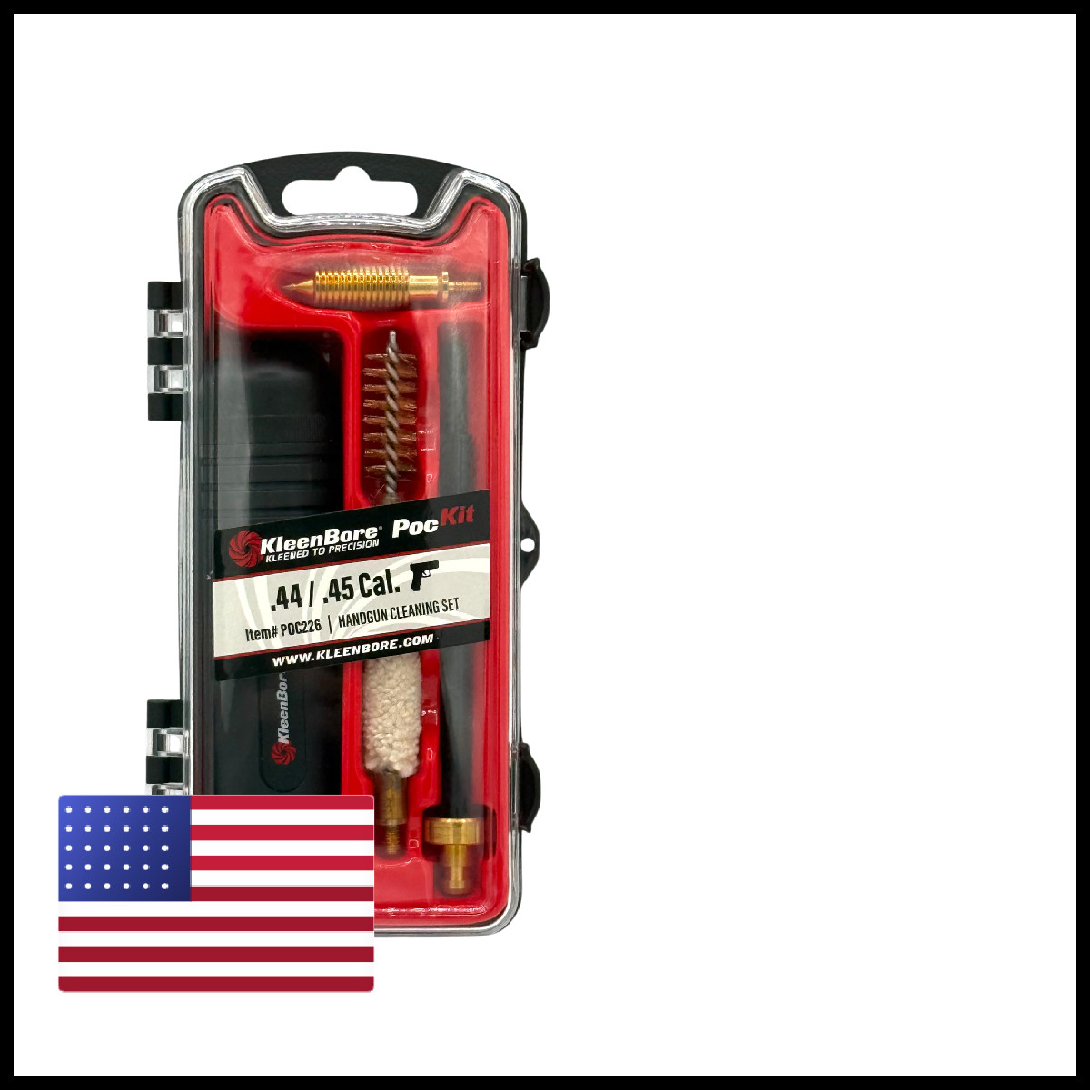 Kleenbore .44 / .45 Cal Handgun Pockit Compact Cleaning Kit 8-32 Thread Poc226