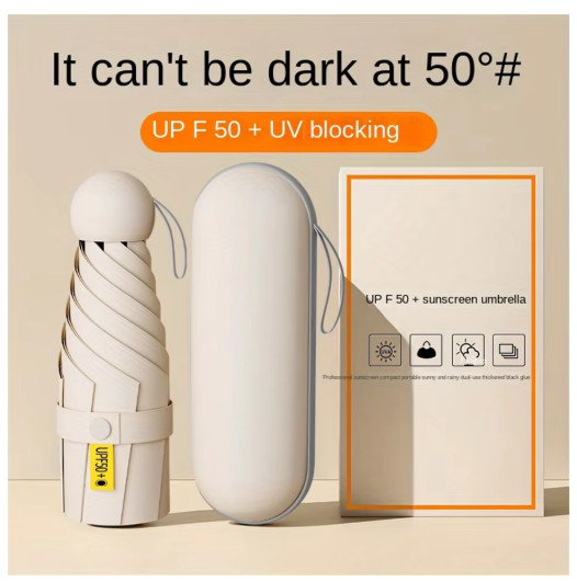 1pc Anti-Uv Mini Umbrella For Sunny And Rainy Days, Portable With Uv Coating