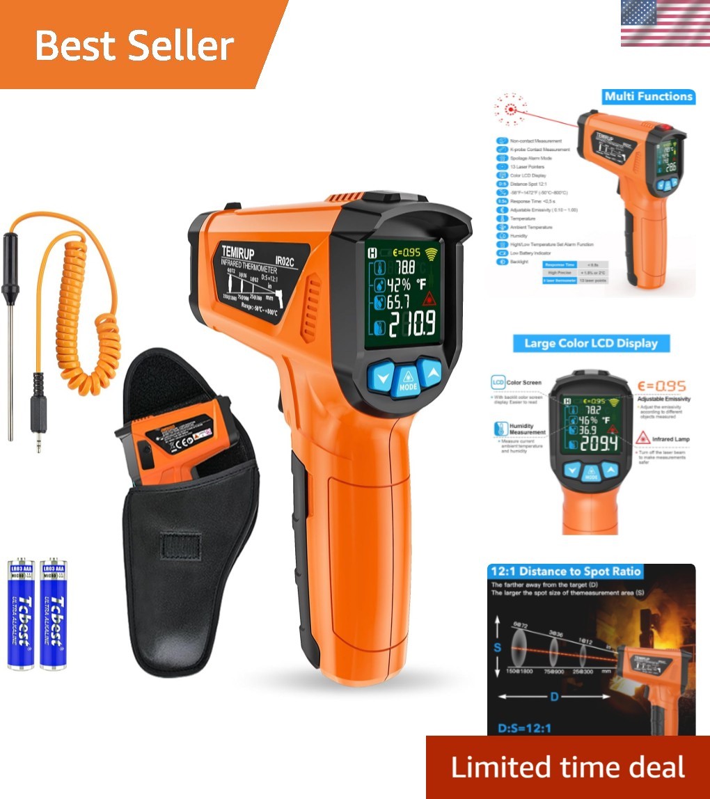 Infrared Thermometer Gun - Non-Contact Digital Laser Temp Gun, -58°F to 1472°F