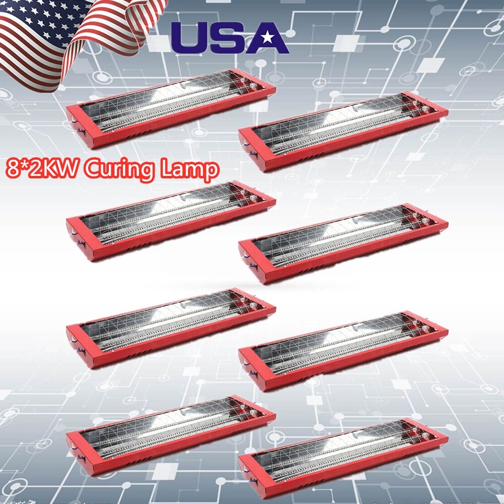 8* Baking Infrared Paint Curing Lamp Heater Heating Light Spray Booth 2000W 110V