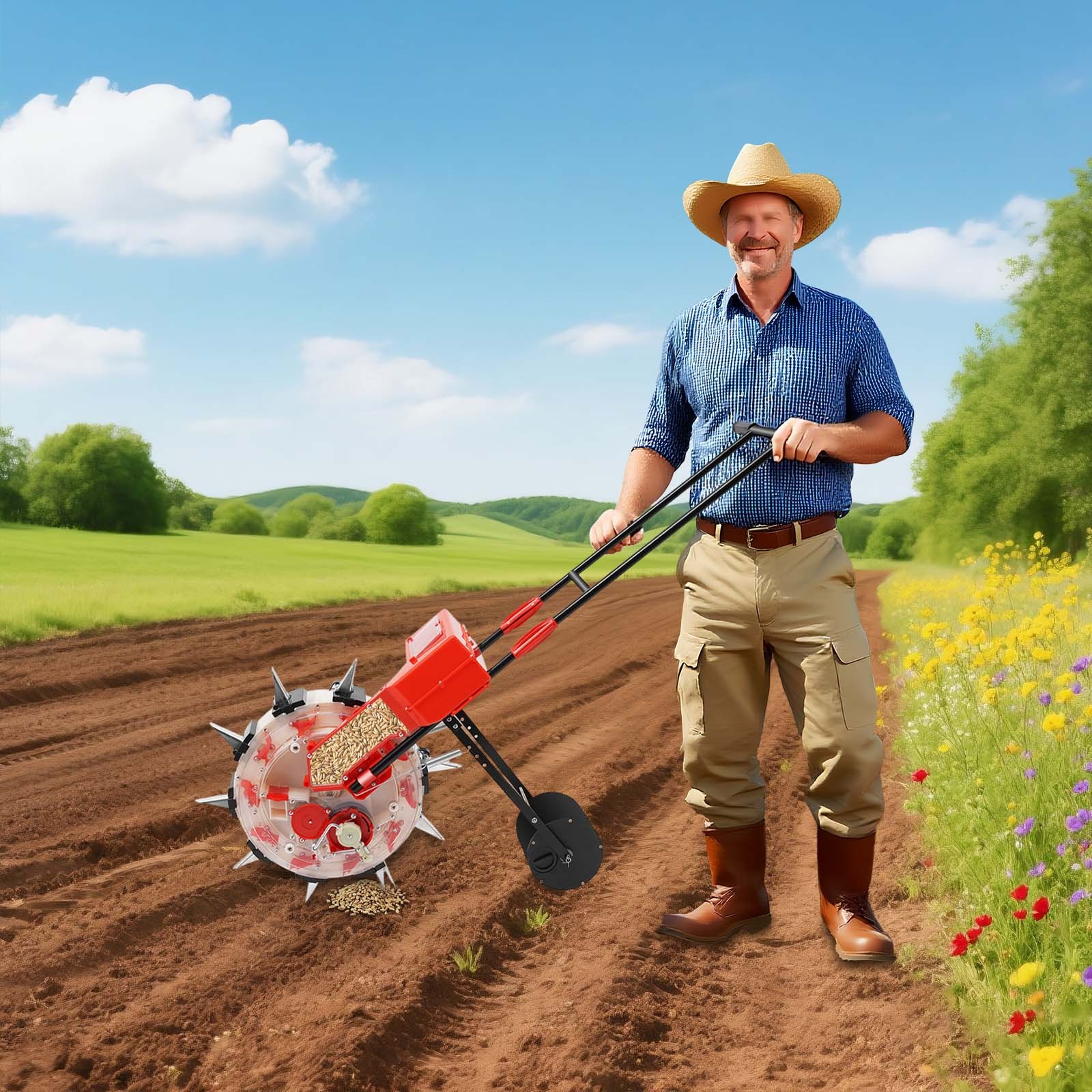 Manual Seeder Hand-held Seeding Machine Precision Garden Seed Planter Spreader