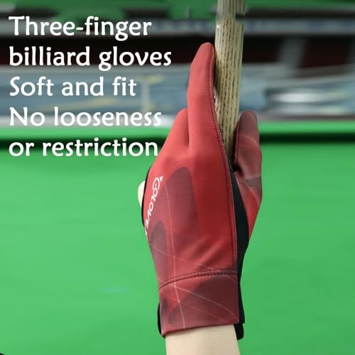 Red 3 Finger Pool Gloves for Left Hand - Billiards - Red