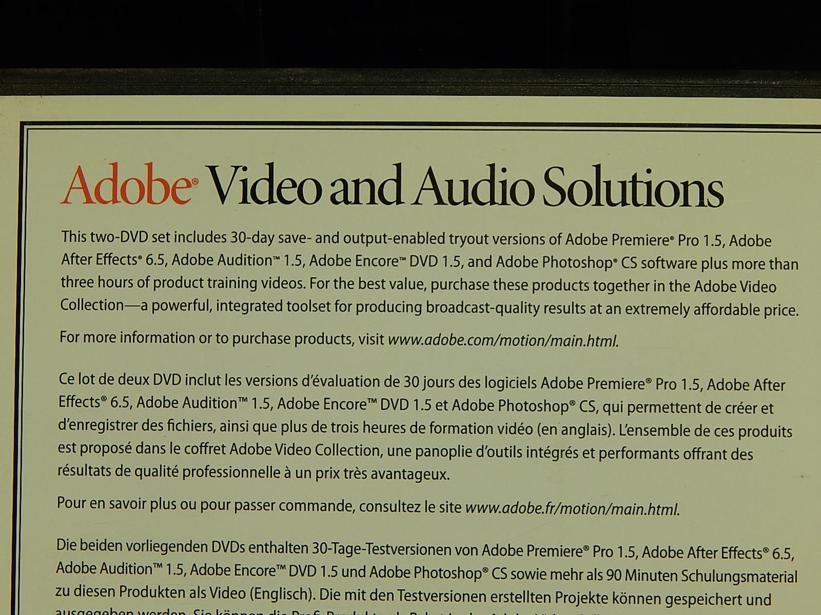 Adobe Video And Audio Solutions, Windows and Mac Power PC
