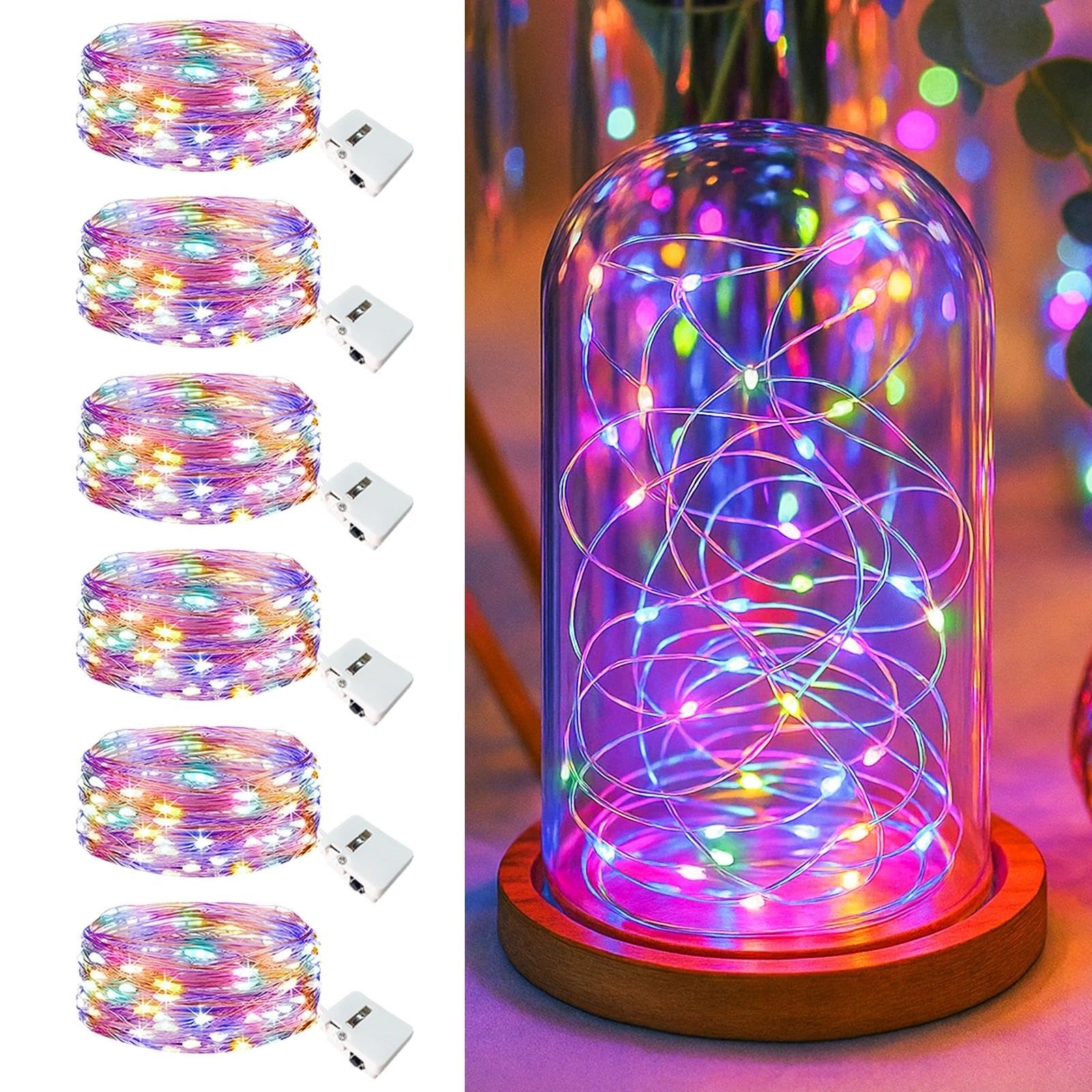 6 Pack Fairy Lights Battery Operated - 7ft 20 Led Twinkle Lights 3 Modes, Mul...