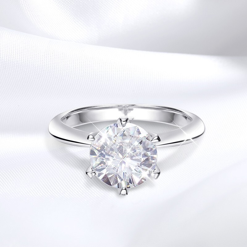 0.5-5ct D Color Moissanite Ring Band 925 Sterling Silver 18k White Gold Plated