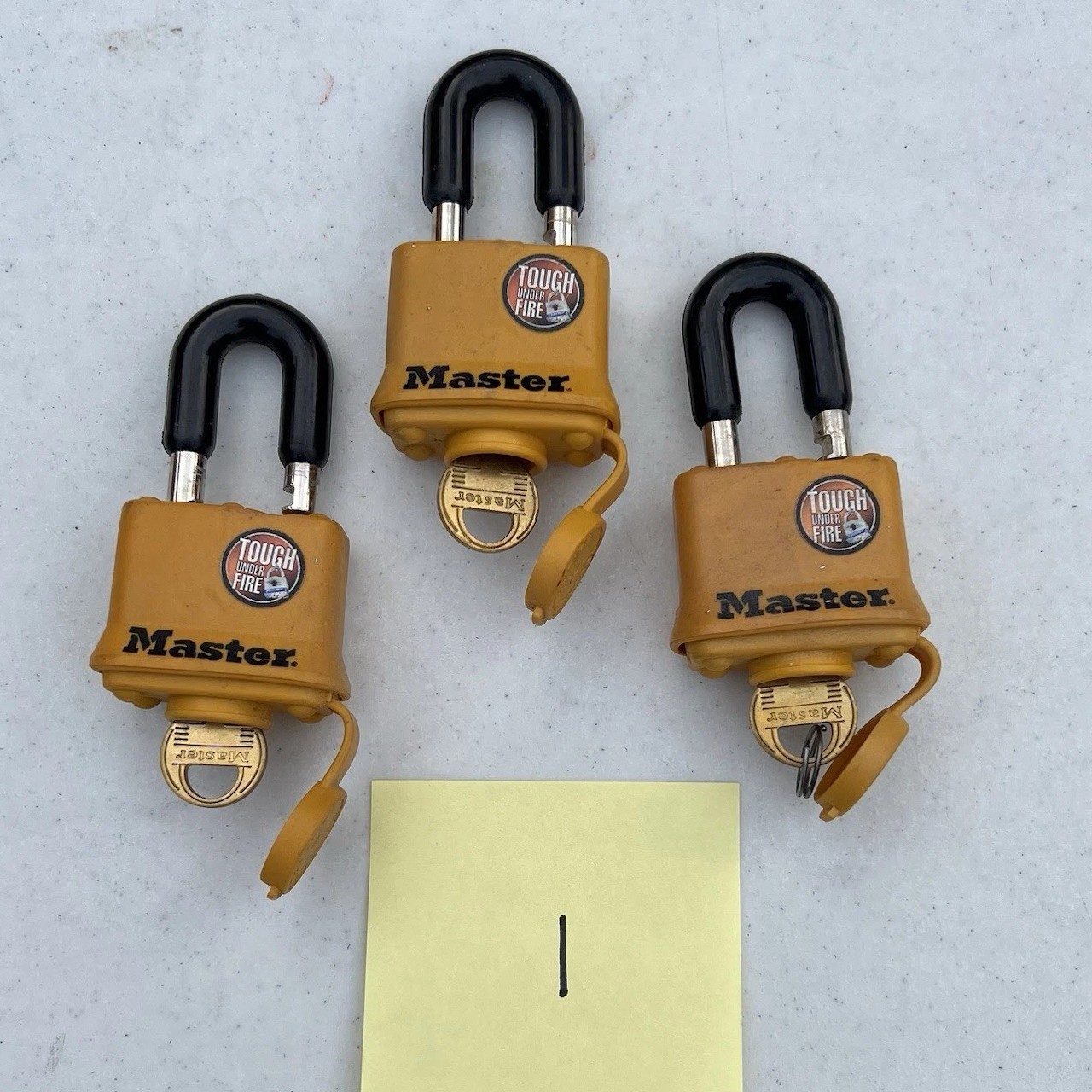 Master Lock Padlocks Weather Resistant ONE SET of 3 LOCKS Keyed The Same READ!!