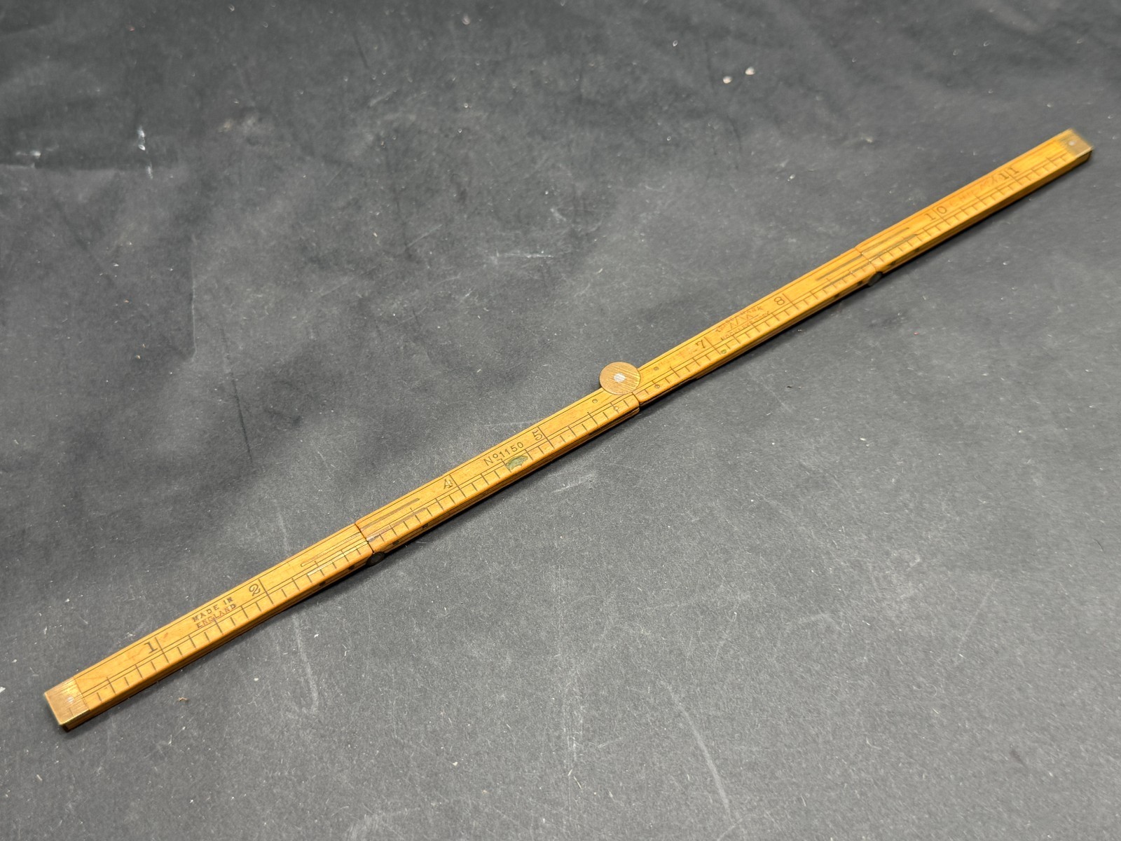 ANTIQUE WOODEN FOLDING RULE SLIDE MEASURE VINTAGE HOCKLEY ABBEY NO. 1150 RULER