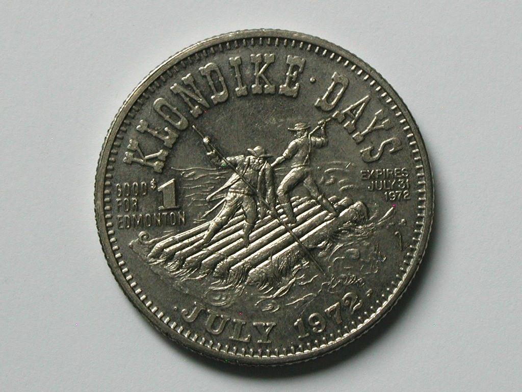 Edmonton AB CANADA 1972 Trade DOLLAR Token with Prospector & River Rafters