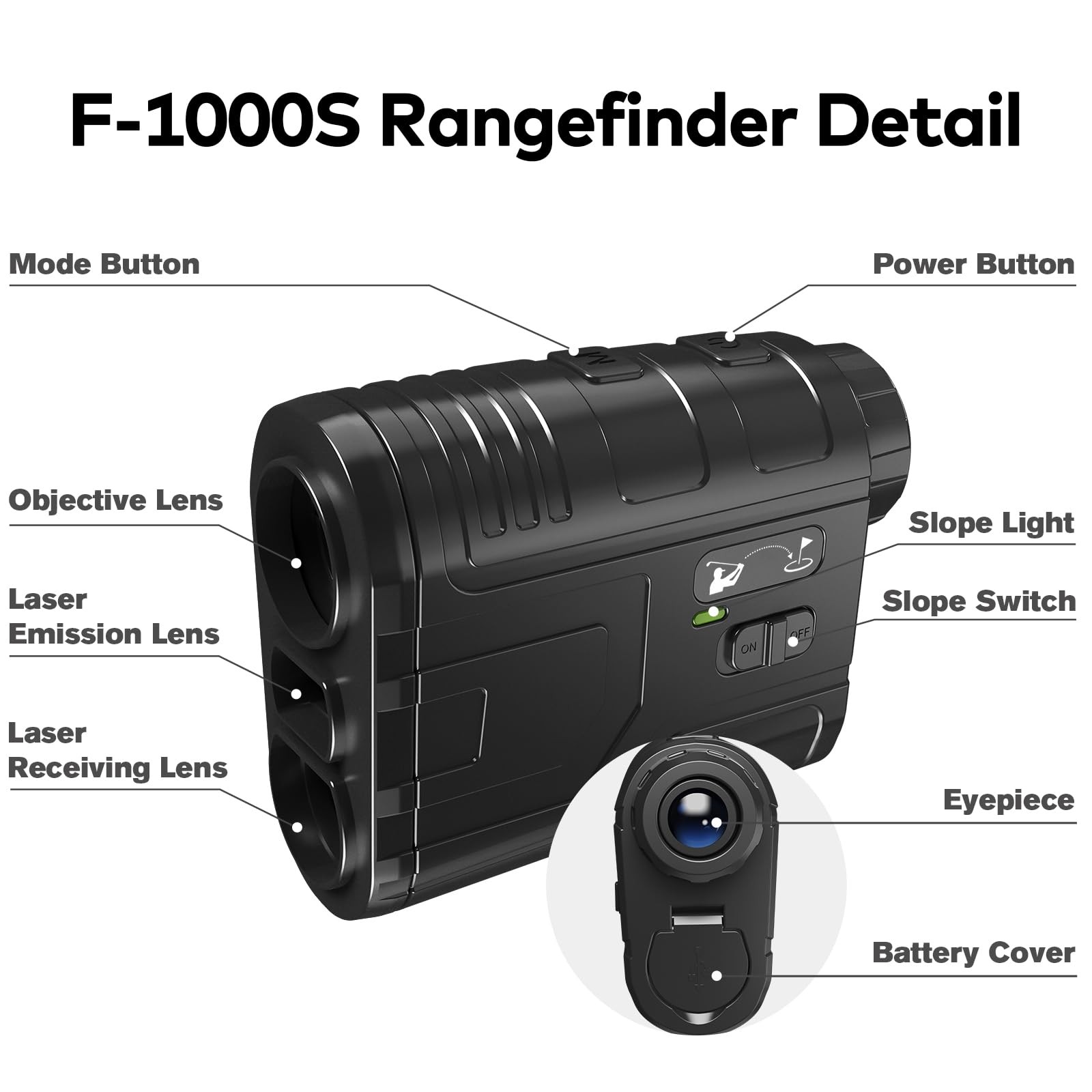 Range Finder Golf 1200 Yards 7X Magnification Lightweight Portable Rechargeable