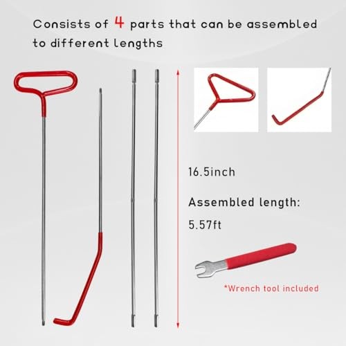 Car Long Reach Tool, 67" Multi-Function Automotive Emergency Tool, Portable Red