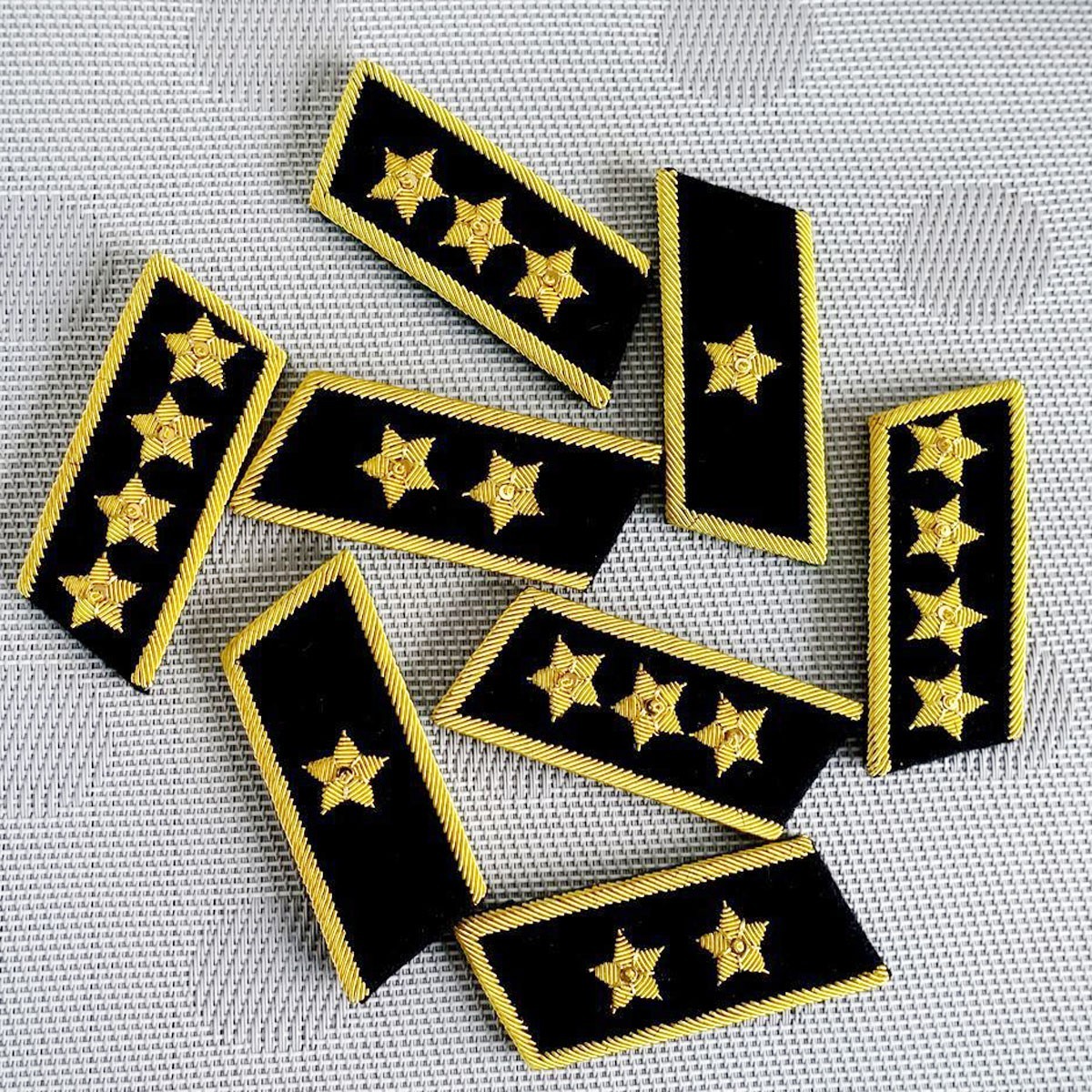 Set China PLA Type 55 Navy General Rank Badge Collar insignia Embroidered-70301