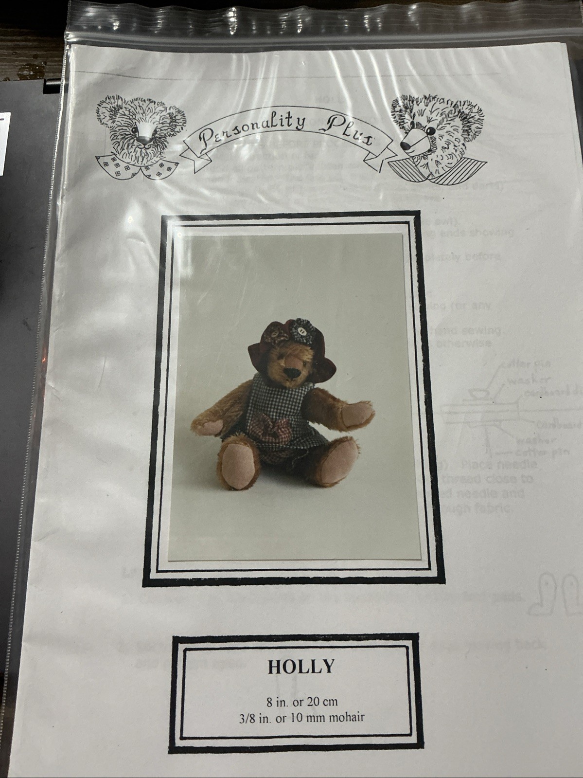 Vintage Personality Plus Germany Teddy Bear Sewing Pattern Mohair HOLLY