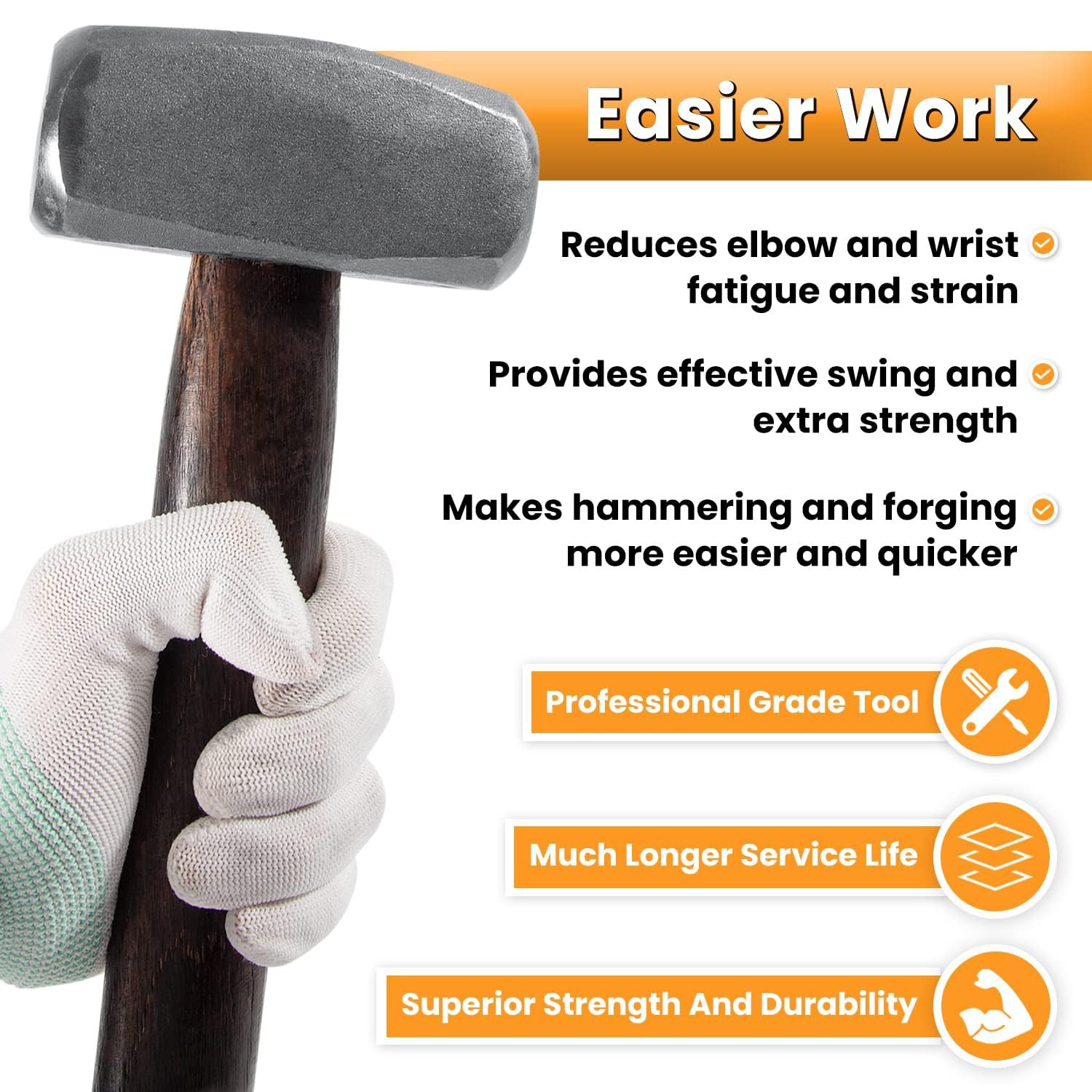 3lb Blacksmith Hammer Bladesmith Forge Drilling Hammer Making Metal Forging Tool