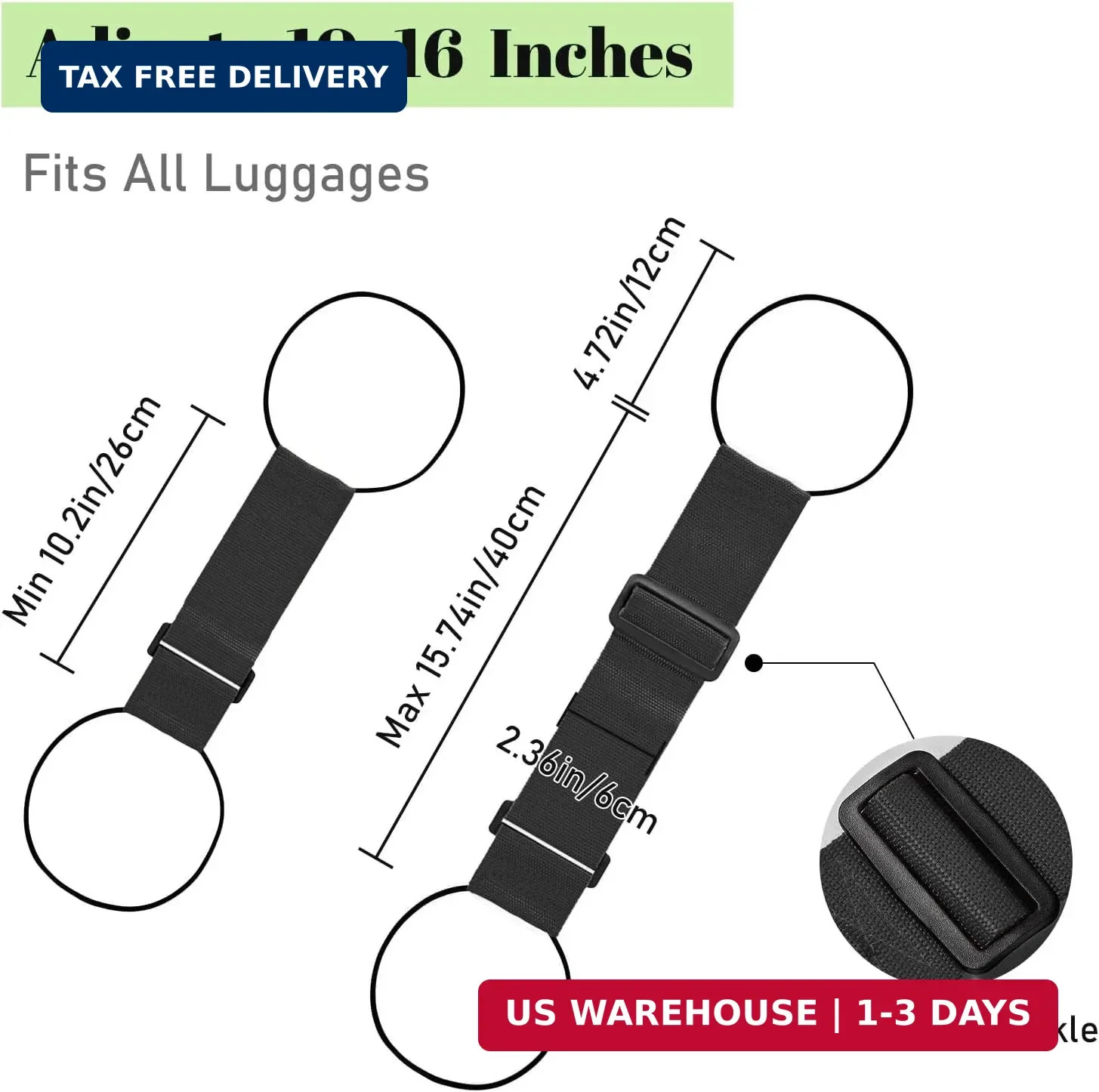 Multi Use Strong Adjustable Luggage Connector Straps for Suitcases,2 Pack Flexib