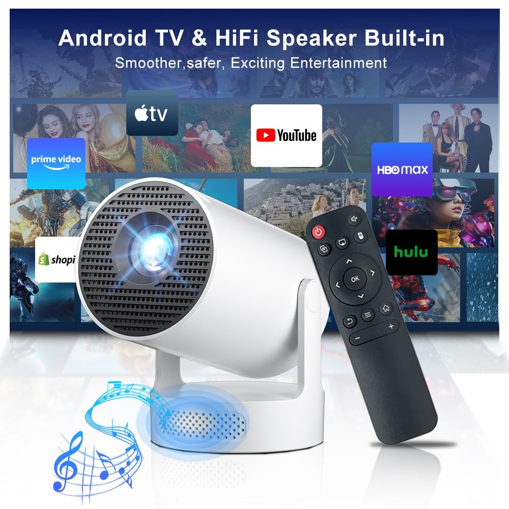 Mini Projector with Wifi and Bluetooth 5.4, Short Throw Projector 4K Support,...