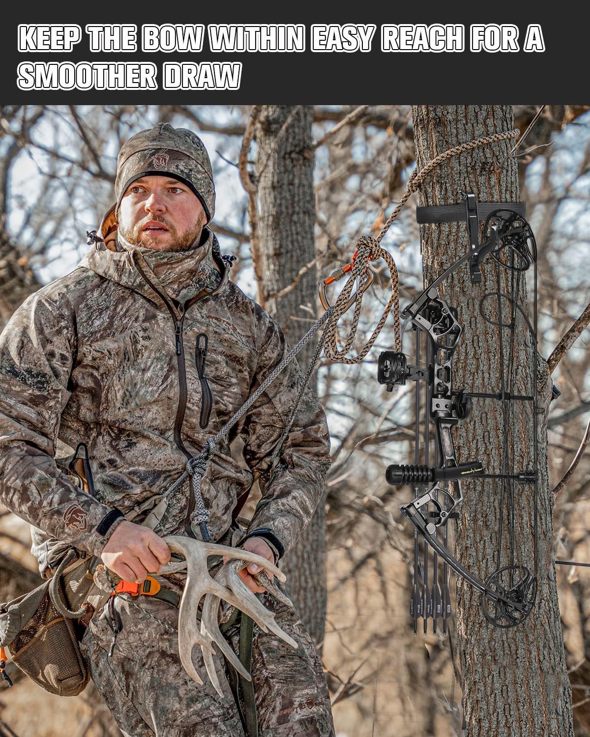 Lightweight Folding Bow Hanger with Strap & Backpack Hook - Saddle & Crossbow Ac