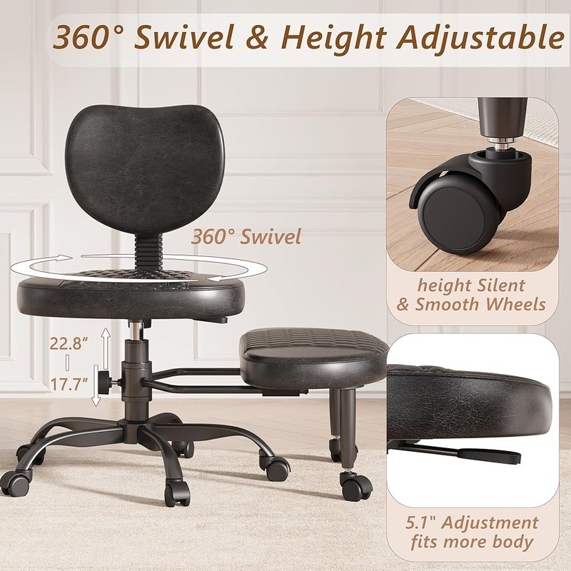 Cross Legged Office Chair Criss Cross Rolling Desk Chair Faux Leather Ergonomic