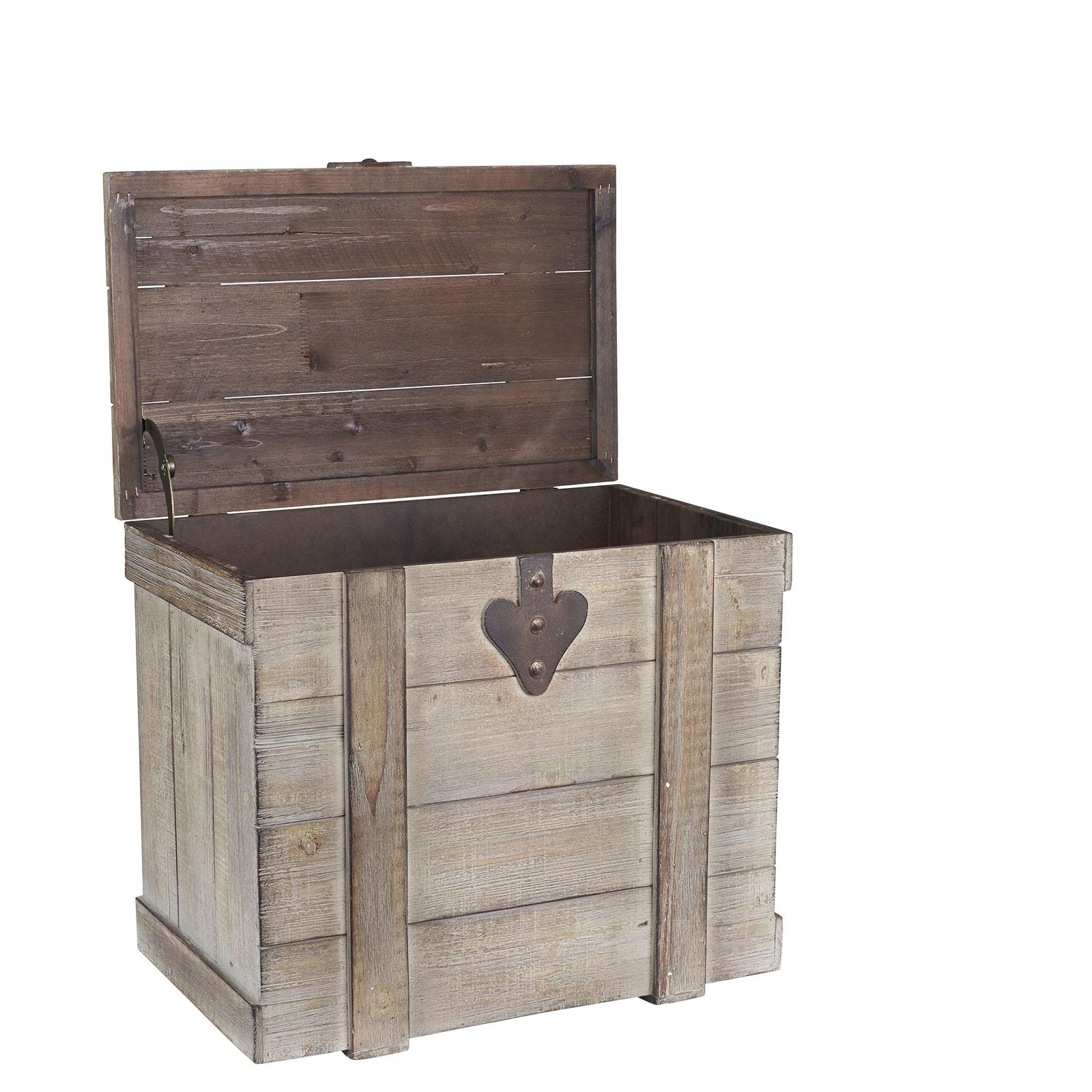 Household Essentials White Washed Rustic Decorative Wooden Trunk Medium 9537-1