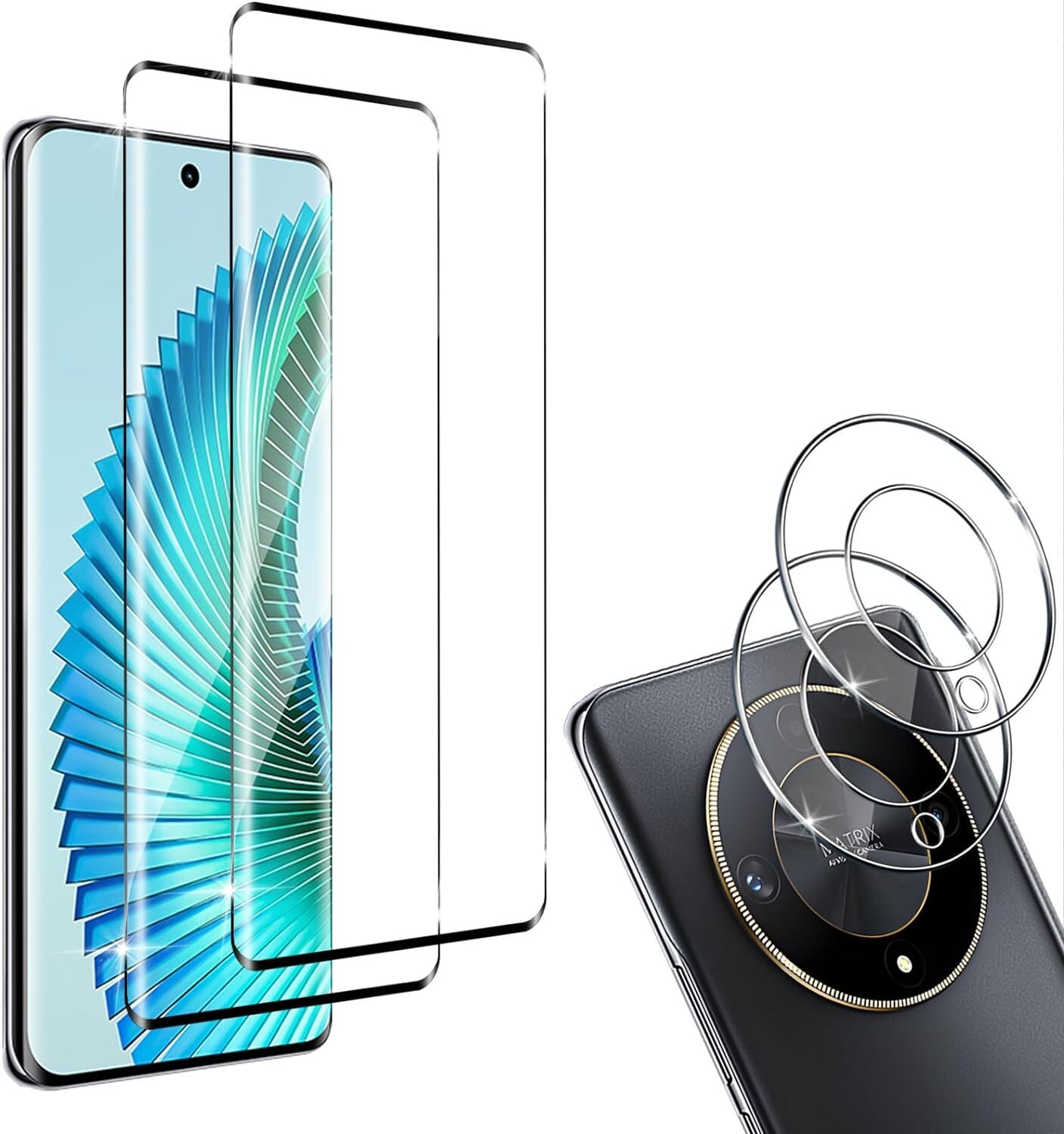 2X 3D Schutzglas ( Display + Kamera ) für Honor Magic 6 Lite 5G Panzerfolie Full