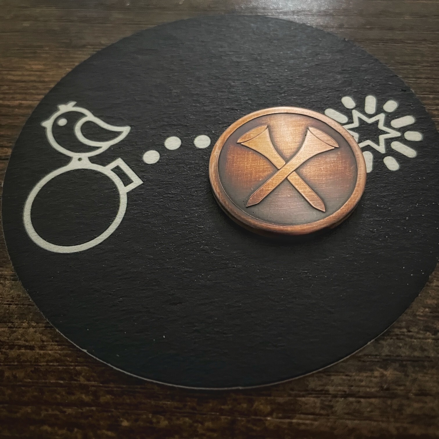CROSSED TEES (Raised Relief Aged Copper) Hand Made Custom Golf Ball Marker!