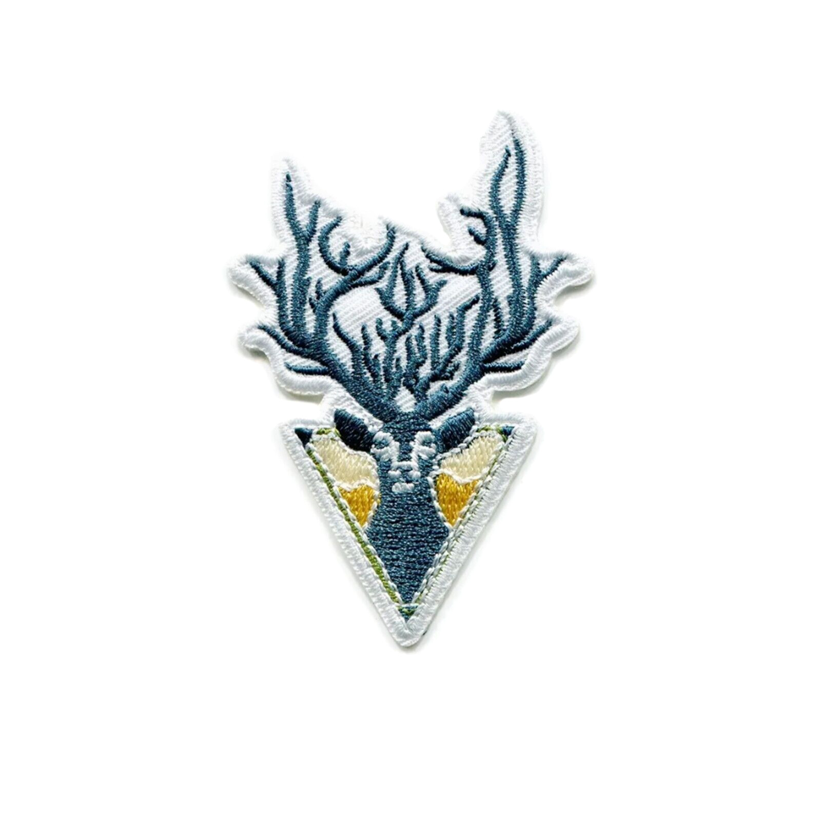 Deer Head Antlers Embroidered Iron-On Patch - Wildlife Nature Badge
