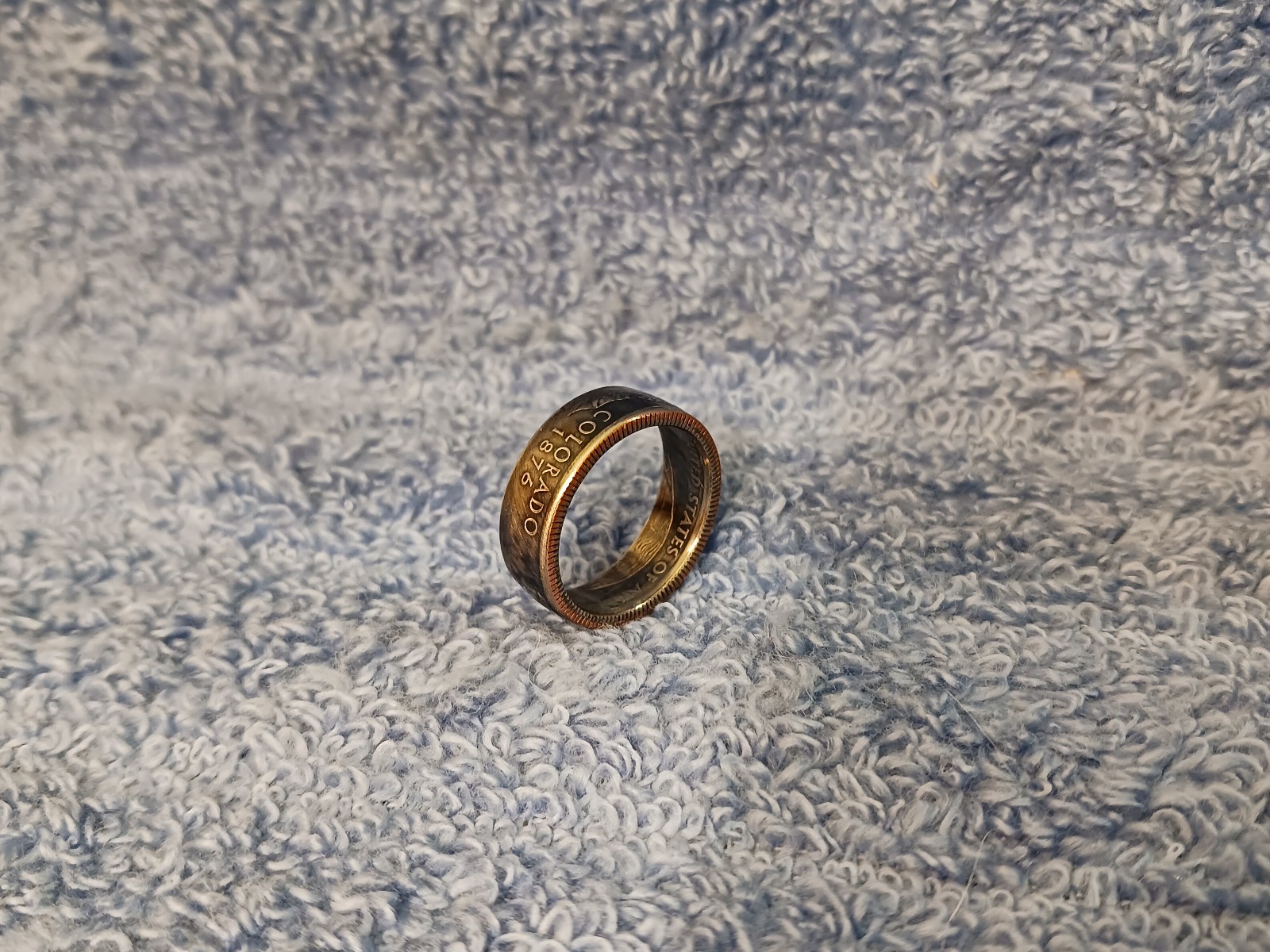 COLORADO Handcrafted Washington Quarters coin ring, size 7- 1/2  2006