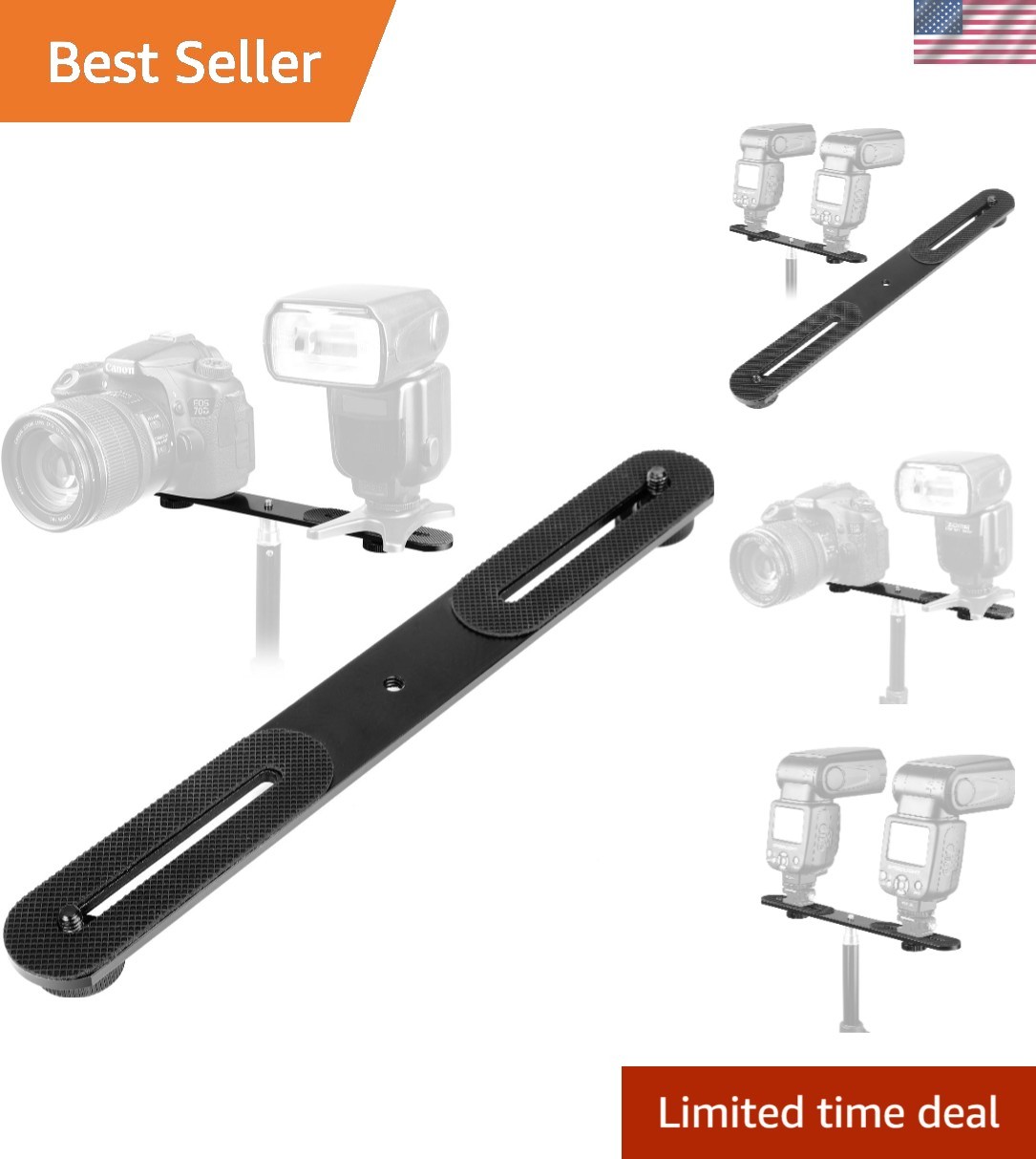 10.6'' Dual Camera Mount for Secure Flash and Mic Setup - 6.6lb Capacity