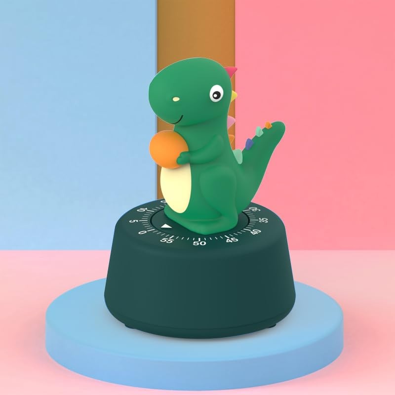ELE DEPI 60 Minutes Mechanical Kitchen Timer,Cute Dinosaur Timer for Kids,Win...