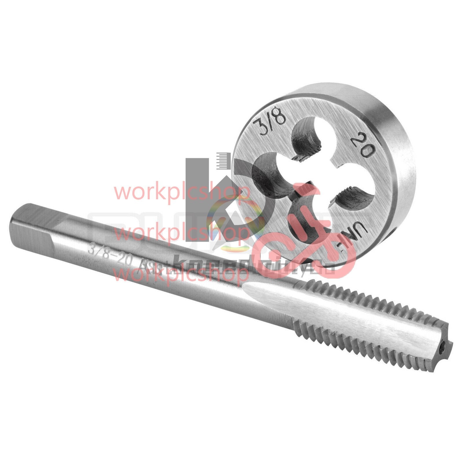 3/8"-20 UN Tap and Die Set Right Hand, 3/8 x 20 UN Thread Tap and Round Die