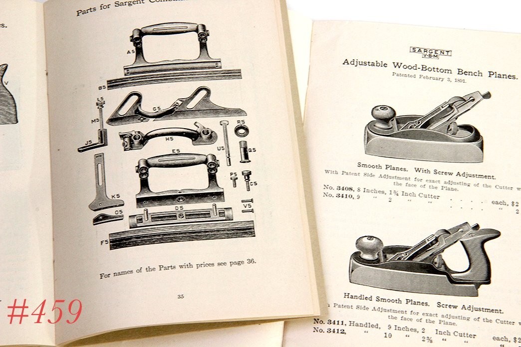nice shape two ORIGINAL SARGENT TOOLS PLANE catalogs parts lists