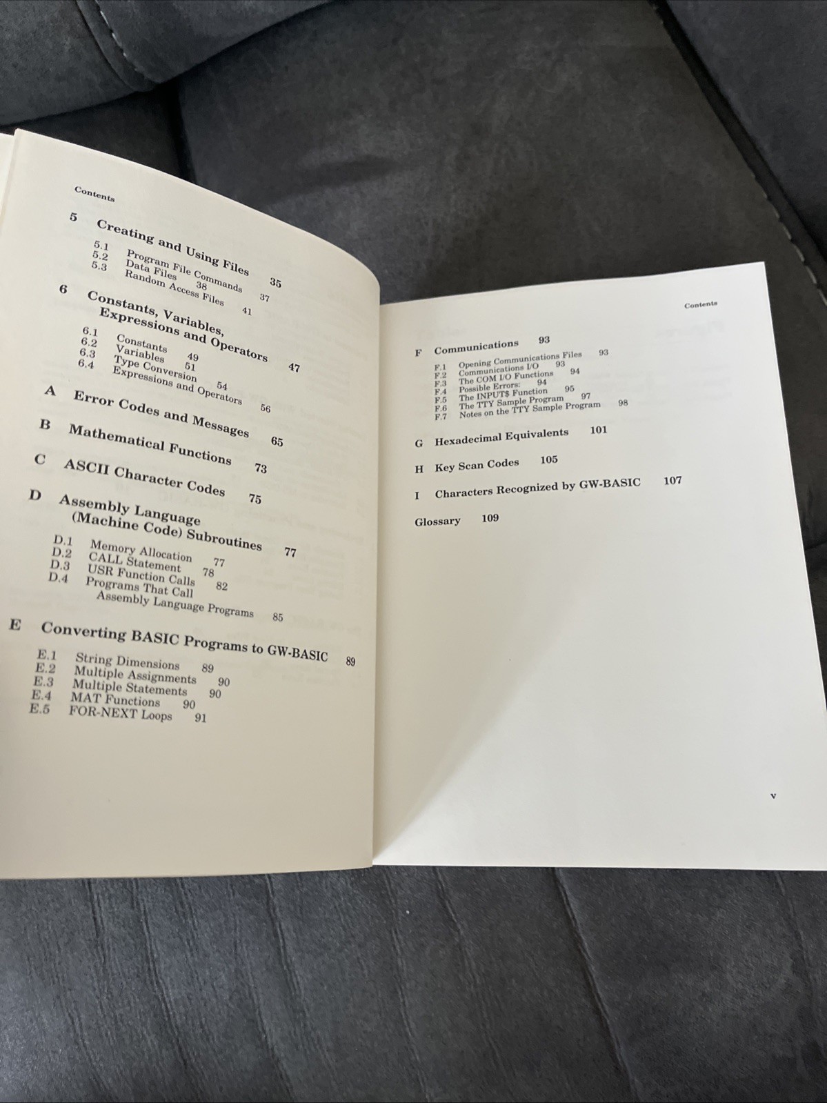PC GW-BASIC English Commodore Book Manual 319292-01 Amiga