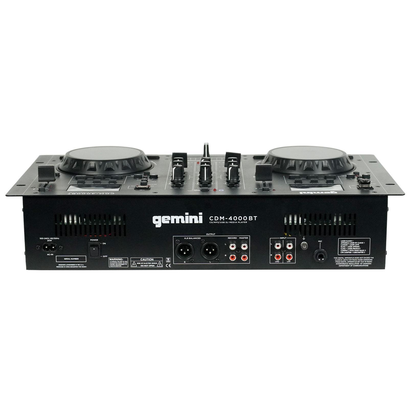 Gemini CDM-4000BT 2-Chan Dual CD/MP3/USB DJ Media Player Controller/Mixer System