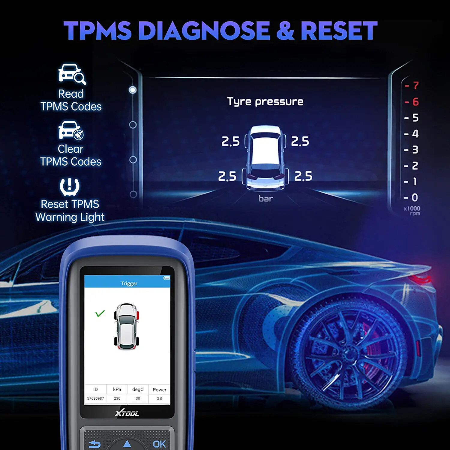 XTOOL TP150 TPMS Programmer Sensor Relearn Activate Tire Pressure Light Reset