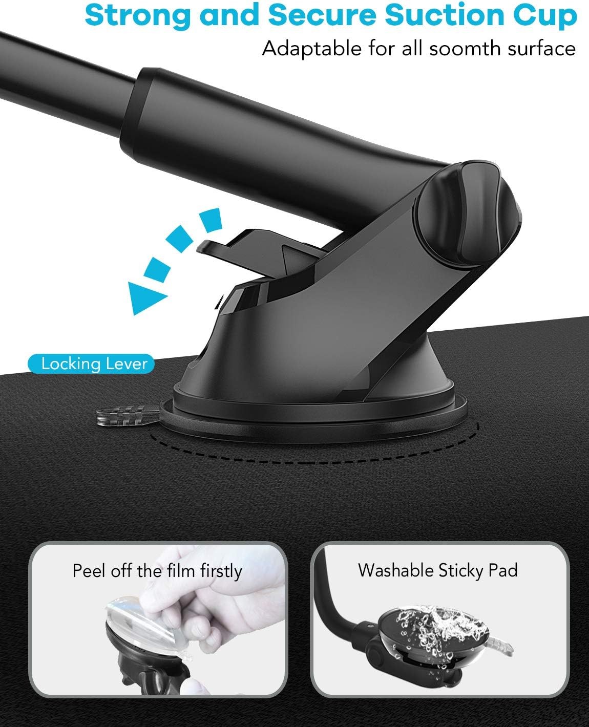 OQTIQ Replacement Suction Cup Mount Part, with Dashboard Black