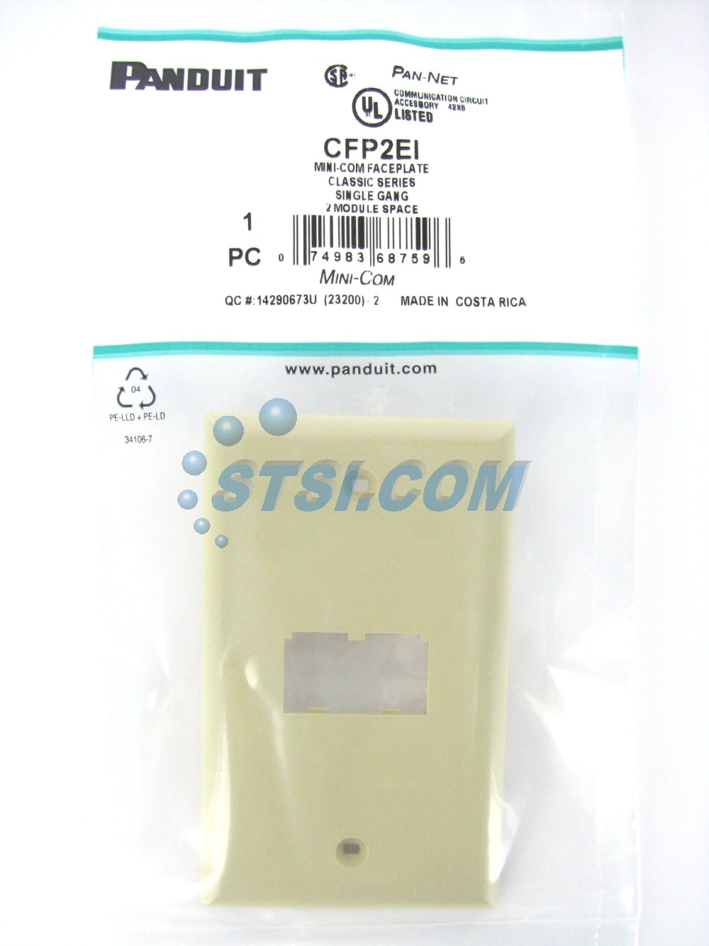 Panduit CFP2EI 2-Port Mini-Com Faceplate, Classic Series, Electric Ivory ~STSI
