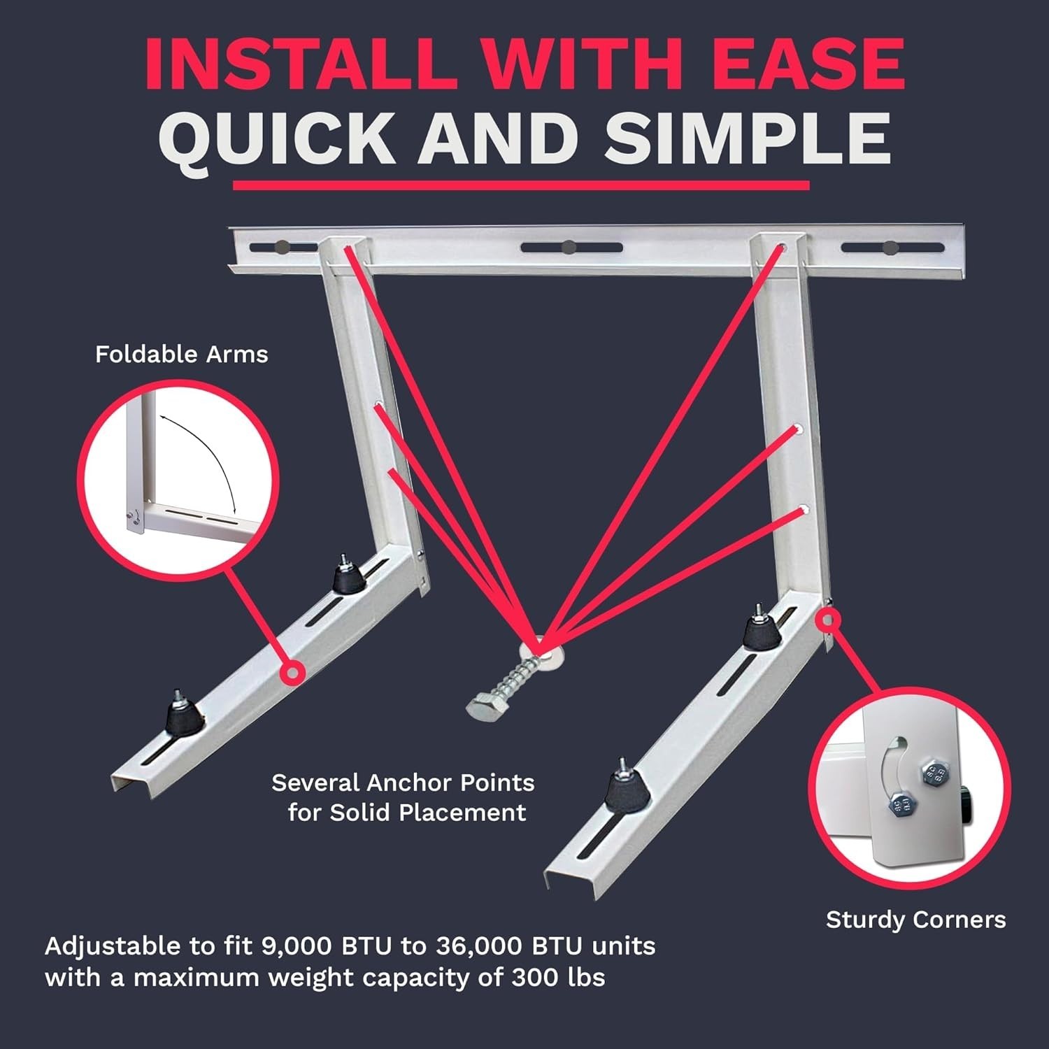 All-Weather Mini Split Mounting Bracket Kit - Secure Installation for AC Units