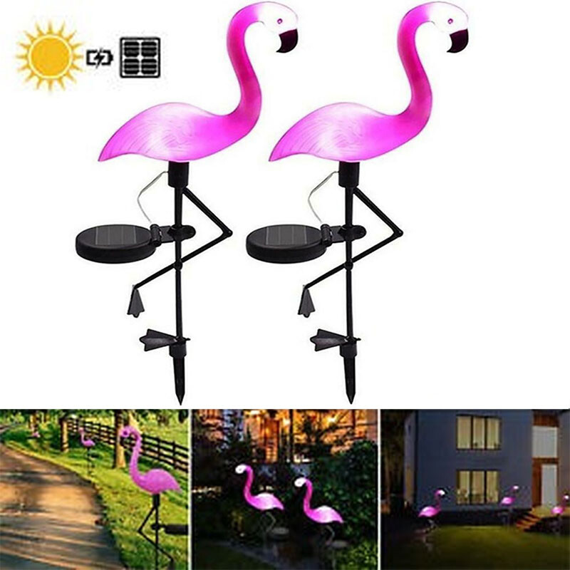 Solar Powered Flamingo LED Light Lawn Lamp Garden Decor Solar Lights Waterproof