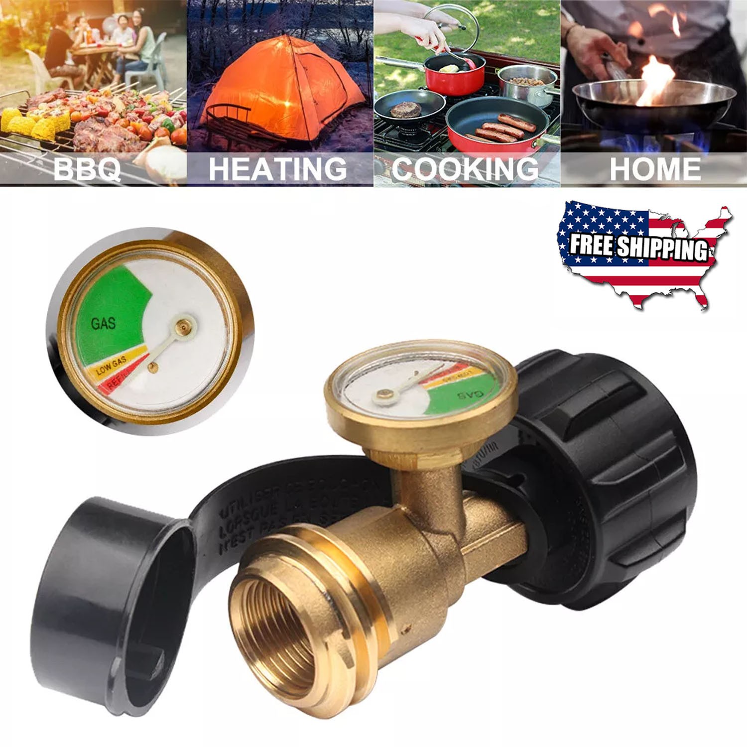Propane Refill Adapter Gauge Fill 1Lb Bottle From 5-40Lb Tank