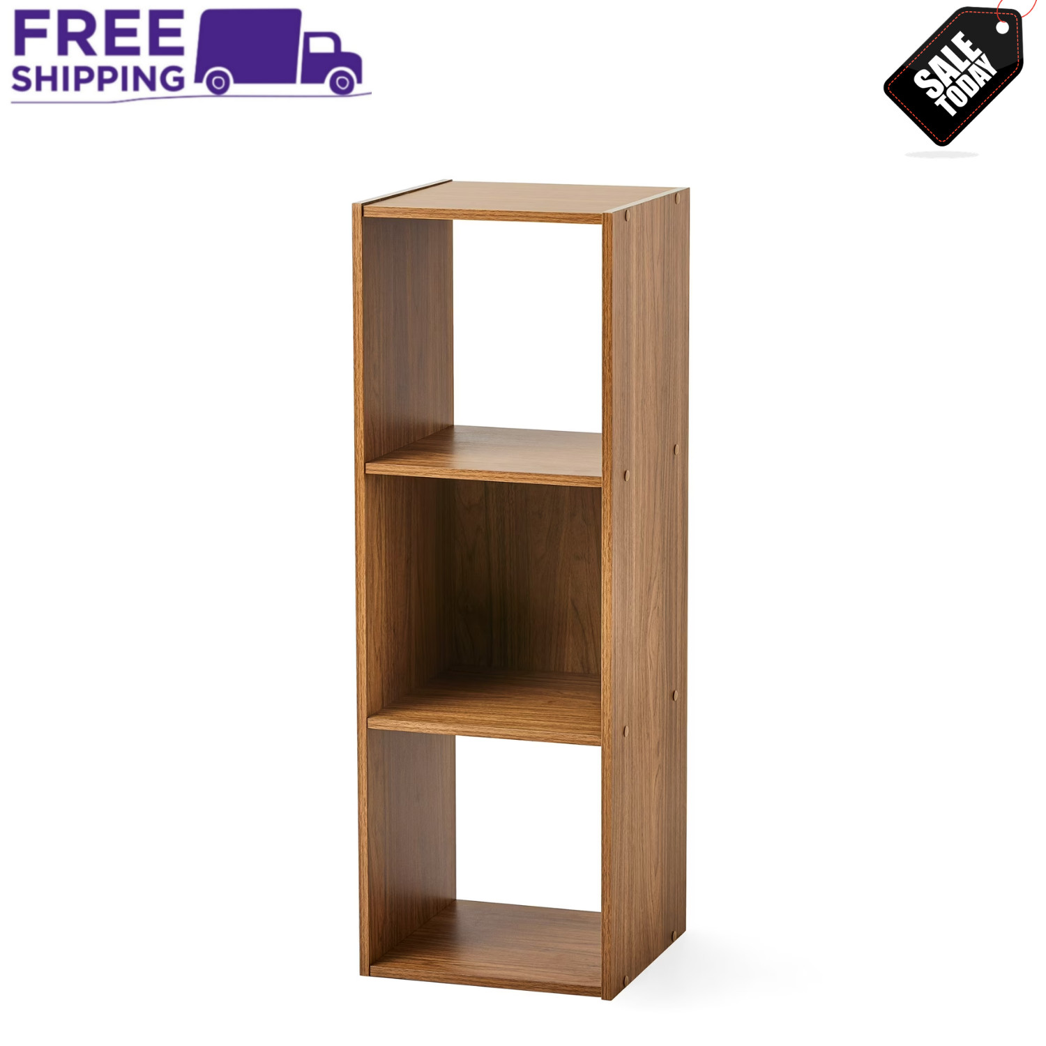 Mainstays 3 Cube Storage Organizer Warm Walnut