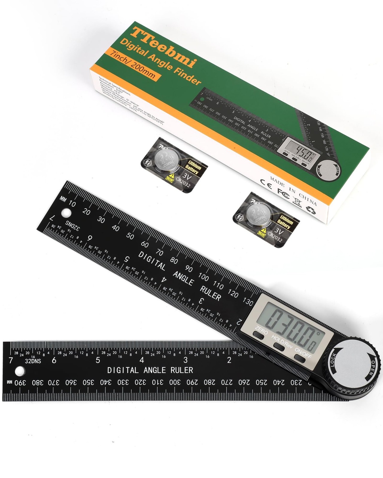 Protractor, Digital Angle Finder Protractor with LCD Display, 2-in-1 360° A