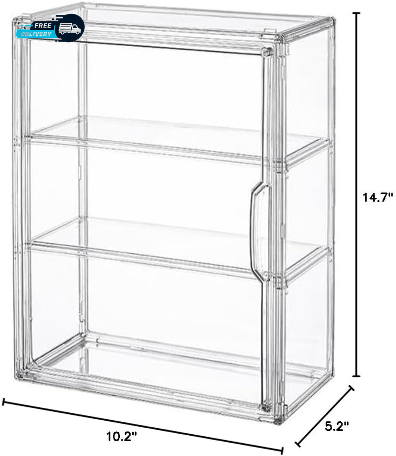 3 Tiers Clear Display Case for Figures Acrylic Storage Organizers Box